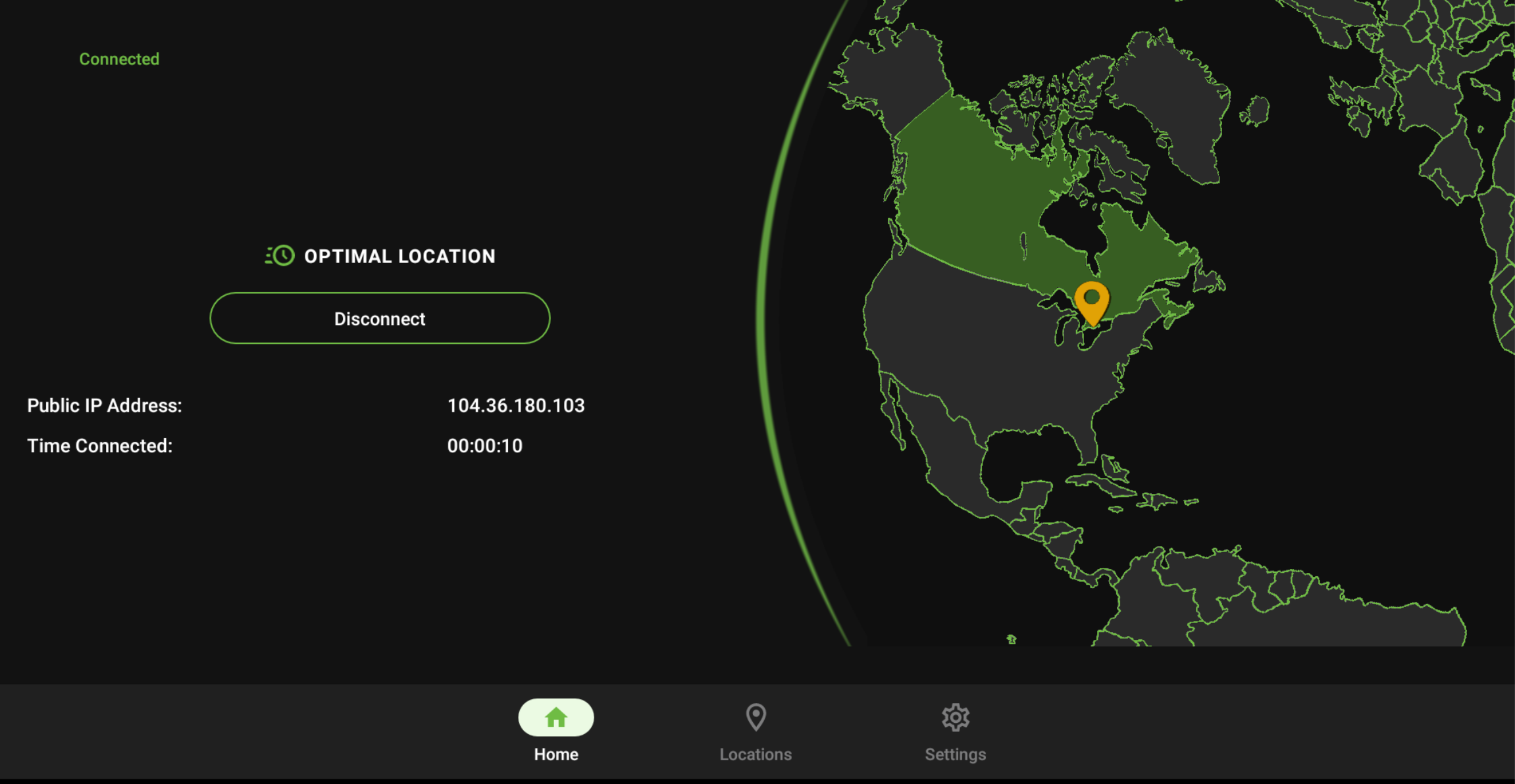 If connected correctly, it will show the IP Address and Time Length of connection. 